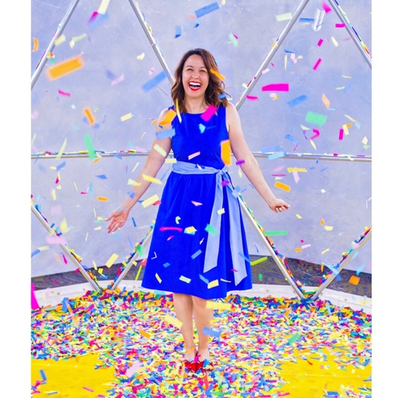 J. Crew Sapphire Two-tone Tie Waist Sheath Dress - Picture 2 of 8